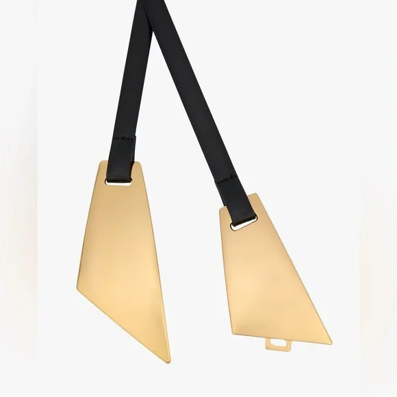 NWT. Zara Limited Edition Black Leather Belt with Large Metal Buckle. Size 30.34 - Picture 3 of 9